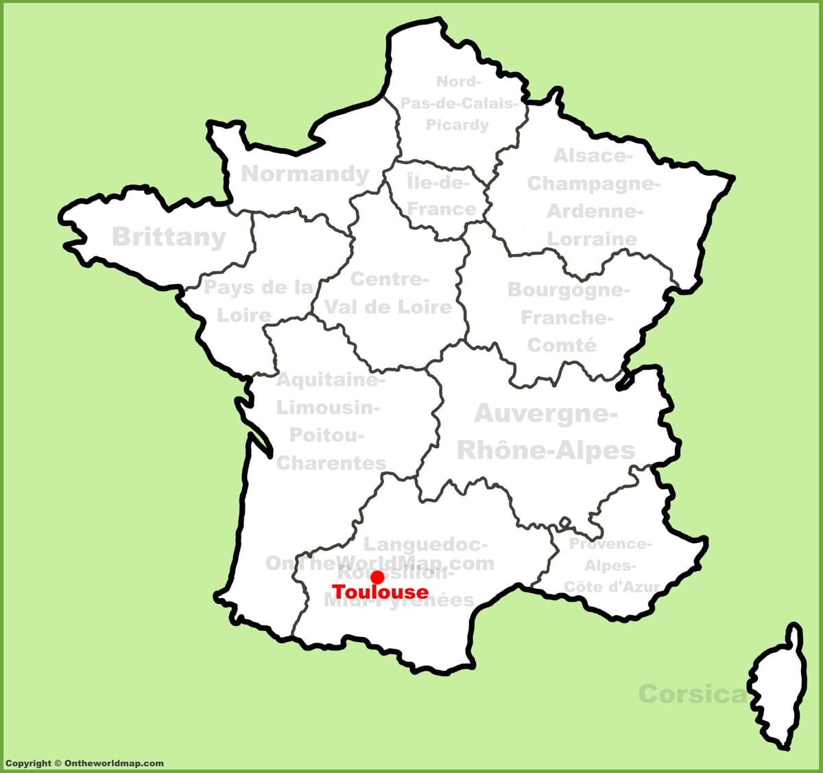 Toulouse auf einer Karte