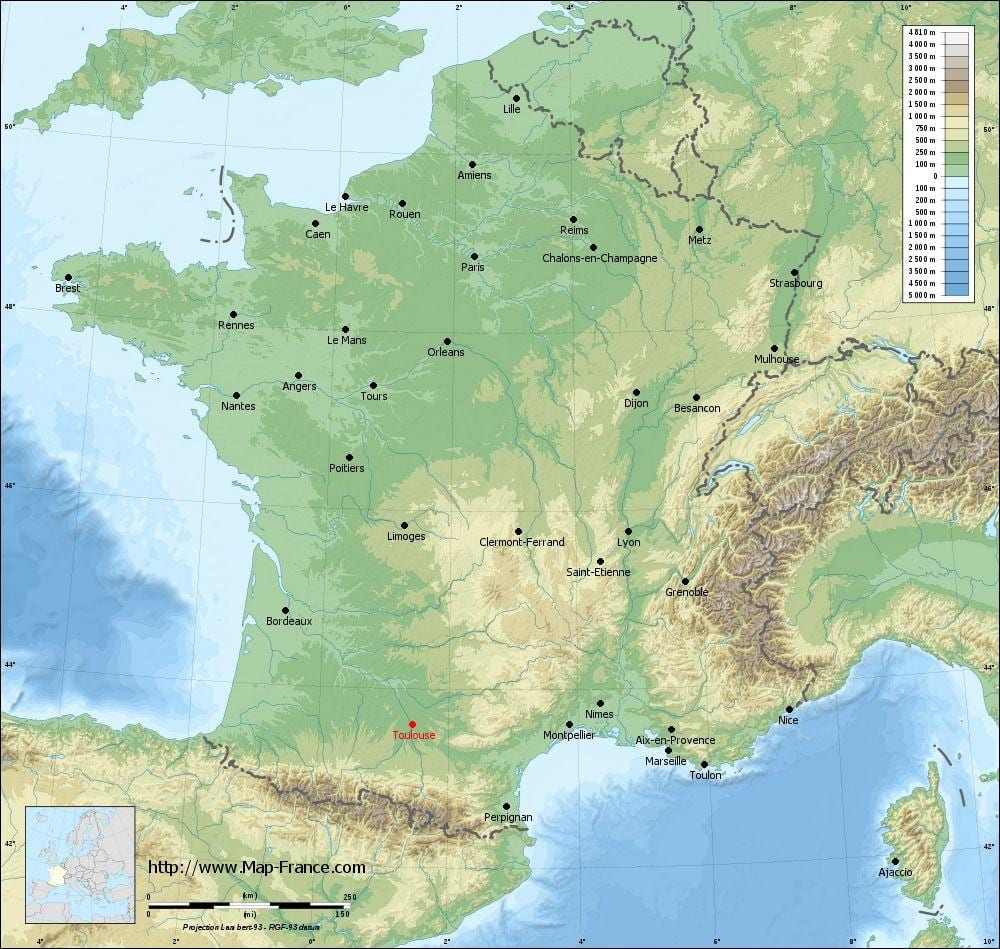 geographische Karte von Toulouse