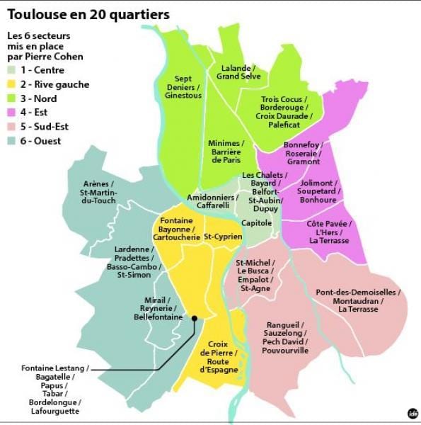Stadtplan von Toulouse die Nachbarschaft