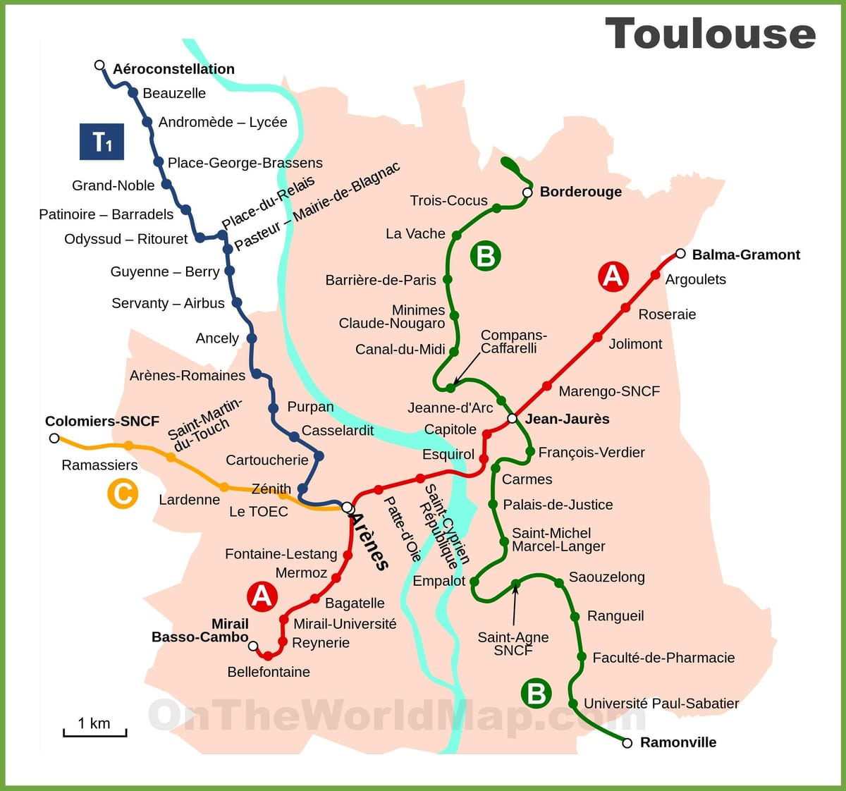 Toulouse U-Bahn-Karte
